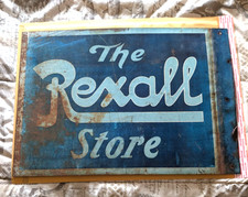 vintage double sided metal THE REXALL STORE 19 1/2