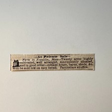 Farm in Franklin At Private Sale 1860 Boston Ad 5AK9-S52 picture