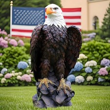 Bald Eagle Statue Outdoor - Large American Eagle Figurine for Garden 24.4