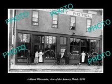 OLD POSTCARD SIZE PHOTO OF ASHLAND WISCONSIN VIEW OF THE ARMORY HOTEL c1890 picture