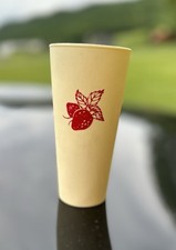 Vintage Strawberry Plastic Tumbler Cup Cream Colored Nasco Summer Kitchen Decor picture