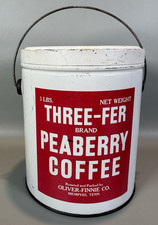 Three-fer Peaberry Coffee Can 3 Lb Oliver Finnie Co Memphis Tennessee 7 3/8