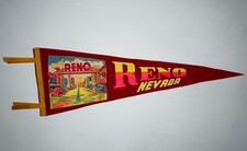 Vintage 1960’s Reno Nevada Americana Travel Souvenir Felt Pennant 27” picture