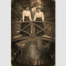 Haunted Bridge Creepy Women  Photo Strange Ghost Old Spirit Victorian 4 by 6  58 picture