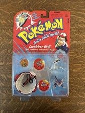 New 1999 Pokemon Hasbro Grabber Ball Figures & Badge #87 Dewgong & #19 Rattata picture