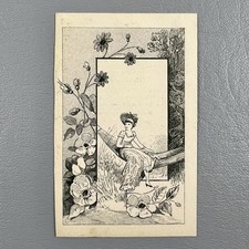 Victorian 1882 Trade Card Steamer Empire State Woman Hammock Flowers 4.25x2.5