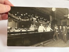 RPPC PHOTO POSTCARD Bar Saloon Interior Men Drinking UNION BAR Sign & IL Pennant picture