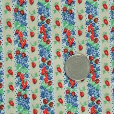 3Y Vintage Wamsutta Polyester Knit Jersey Fabric Berries Stripe 70s Country picture