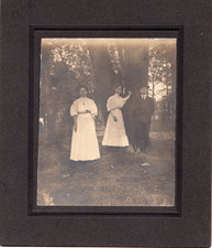 Antique Board Mounted Photo c1910, Family in the Woods in Tea Gowns Suits picture