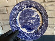 Early c.1890's ETON COLLAGE Pottery Charger Plate By Poulson Cobalt Blue & White picture