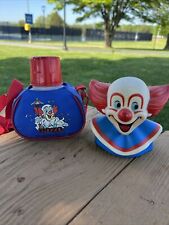 Bozo The Clown Vintage Bust Coin Bank Plastic Clown Face - 1987 & CANTEEN picture