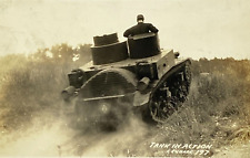 RPPC Military T2E2 Tank In Action Soldier Vintage Real Photo Postcard Cenmark picture