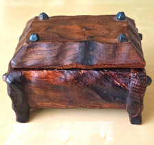 Vintage Spanish Revival Nailhead Handcrafted Wooden Keepsake Jewelry Trinket Box picture