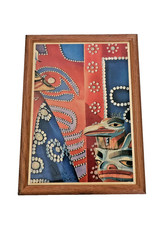 Vintage Wooden Keepsake Box Inlaid Ceramic Tile Native Indigenous Culture Art picture