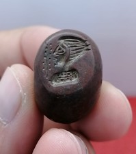 Antique Stunning Near Eastern Jasper Ing Face Intaglio Rare Stone Bead picture