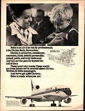 1974 Delta Airlines VTG 1970s 70s PRINT AD Christa Beck Stewardess Airplane e1 picture