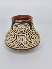 Vintage Peruvian Shipibo Conibo Hand Made Painted Face Clay Pottery Jug Peru 3