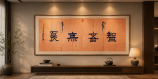 Original Manchu Chinese Calligraphy Zhi Zhe Wu You Zen Wall Art 54x27