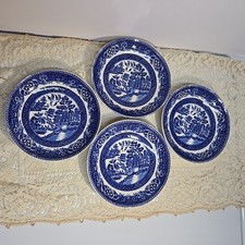 RARE Vtg 4 OLD WILLOW Tea Saucers Alfred Meakin England Bone China Replacement picture