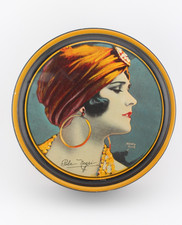 Antique 1920s Canco Beautebox round tin Art Deco Pola Negri Henry Clive 7.5