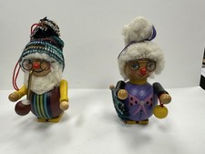 Vintage Steinbach Wooden Grandpa & Grandma Pair Figures/Ornaments With Tags picture