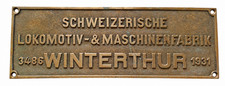 SBB - Swiss Locomotive Builder's Brass Plate SLM WINTERTHUR No.3486 Year-1931 picture