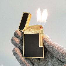S.T. Dupont Double Flame Lighter Ping Sound Gas Refillable for Smoking Cigarette picture