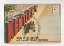 Postcard Folder: Kentucky, Home of the Derby & Famous Race Horses; farms map picture