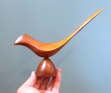 EMIL MILAN Signed Mid Century Carved Cherry Wood 9