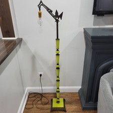 Rare 1920s Vintage Art Deco Uranium Glass / Jadeite Bridge Floor Lamp picture