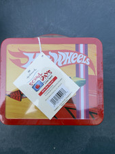 Hot Wheels Collectible Red Metal Lunchbox Tin w/ Car Graphics & Handle picture
