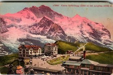 Vintage Kleine Scheidegg & Jungfrau Mountain Scenic Postcard Switzerland picture