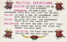 Vintage Postcard Humor comic Political definitions: Capitalism, Fascism, Nazism picture