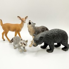 Vintage Schleich Woodland Forest Lot Raccoon Black Bear Deer & Safari Ltd Wolf picture