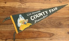 Vintage Los Angeles County Fair Pomona Calif Felt Pennant Lady Fruit Cornucopia picture