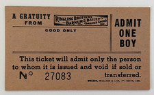 c.1930s Ringling Brothers Barnum Bailey Circus Ticket Admit One Boy picture