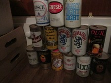 Nice 60's 70's ALL Straight Steel Beer Can Lot Pull Tabs Dixie Old Shay Stoney + picture