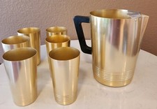 Pitcher & 6 Cups Regal Supreme Gold-Plated Aluminum MCM picture