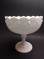 Vintage Indiana Milk Glass Teardrop Pedestal Compote Bowl Center Piece Bowl picture