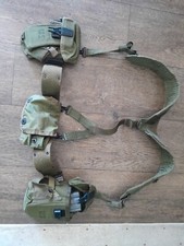 Vintage Over The Shoulder Military Strap With 3 Pouches 1 Has Clip In It picture