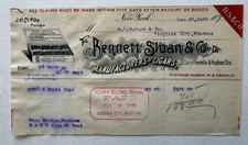 Vintage 1899 Billhead New York Bennett Sloan & Co Cigars Franklin & Hudson Sts picture