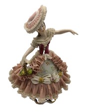 Antique DRESDEN Lace Porcelain Figurine GERMANY (Thuringia) PM&M - Some Damage picture
