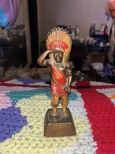 VINTAGE EVAN'S CIGAR STORE INDIAN CHIEF TOBACCO STAND UP TABLE LIGHTER/RARE picture