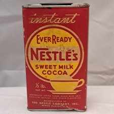 Vintage Nestle's Sweet Milk Cocoa Ever Ready 1/2 Pnd Tin White Plains NY Nestles picture