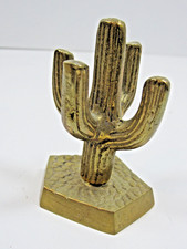 Vintage Solid Brass Saguaro Cactus Textured Pebbled Base 3 1/4