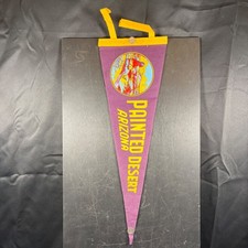 Vintage Painted Desert Arizona Felt Pennant Purple Yellow Souvenir 1976 18 inch picture
