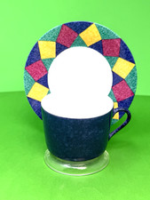 Laure Japy Diamond Pattern Blue Cup and Saucer Limoges France picture