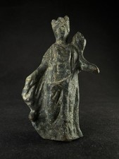 ANCIENT ROMAN BRONZE MINERVA ATHENA & OWL GODDESS STATUETTE CIRCA 100-250 AD picture
