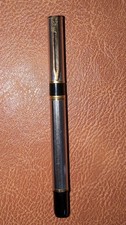 Waterman France Silver Tone Pinstripe Fountain Pen Gold Trim Vintage Untested picture