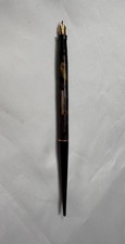 Vintage Desk Fountain Pen Warranted 14K Gold Nib Black Bronze Long Taper Lever picture